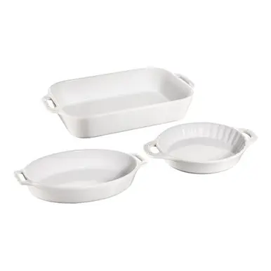 Staub - White 3 Pc Mixed Baking Dish Set High Quality