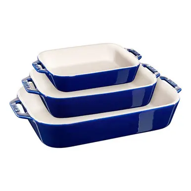 Handmade Staub - Dark Blue 3 Pc Rectangular Baking Dish Set