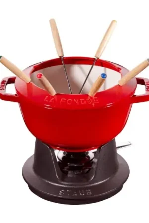 20 cm cast iron fondue set, Cherry - Staub Discount